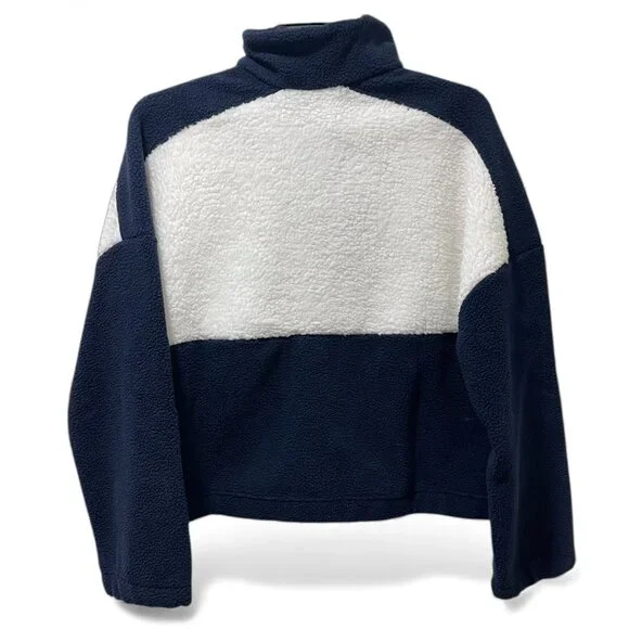 Columbia NWT Women's Long Sleeve Cropped Fleece Pullover, XL, Navy/White - Picture 3 of 16